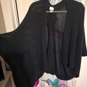 Black Open-Knit Women's Sweater Cardigan